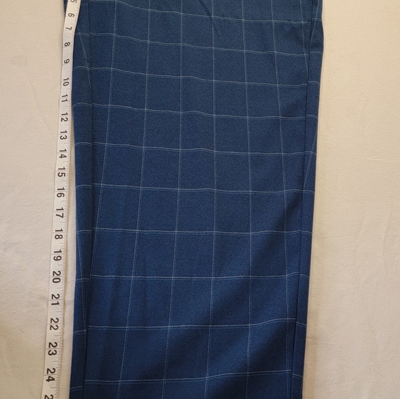 NWT A New Day Dress Pants Blue Windowpane Plaid Belted High Rise Preppy Office - Picture 11 of 12